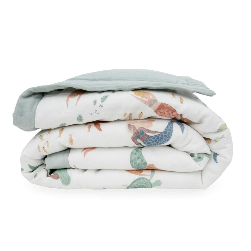 Cotton Muslin Toddler Comforter - Mermaid Party