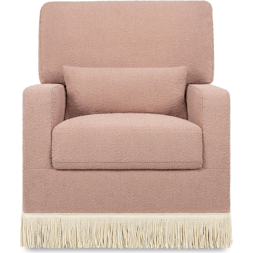 Crawford Boucle With Tassel Fringe Pillowback Comfort Swivel Glider
