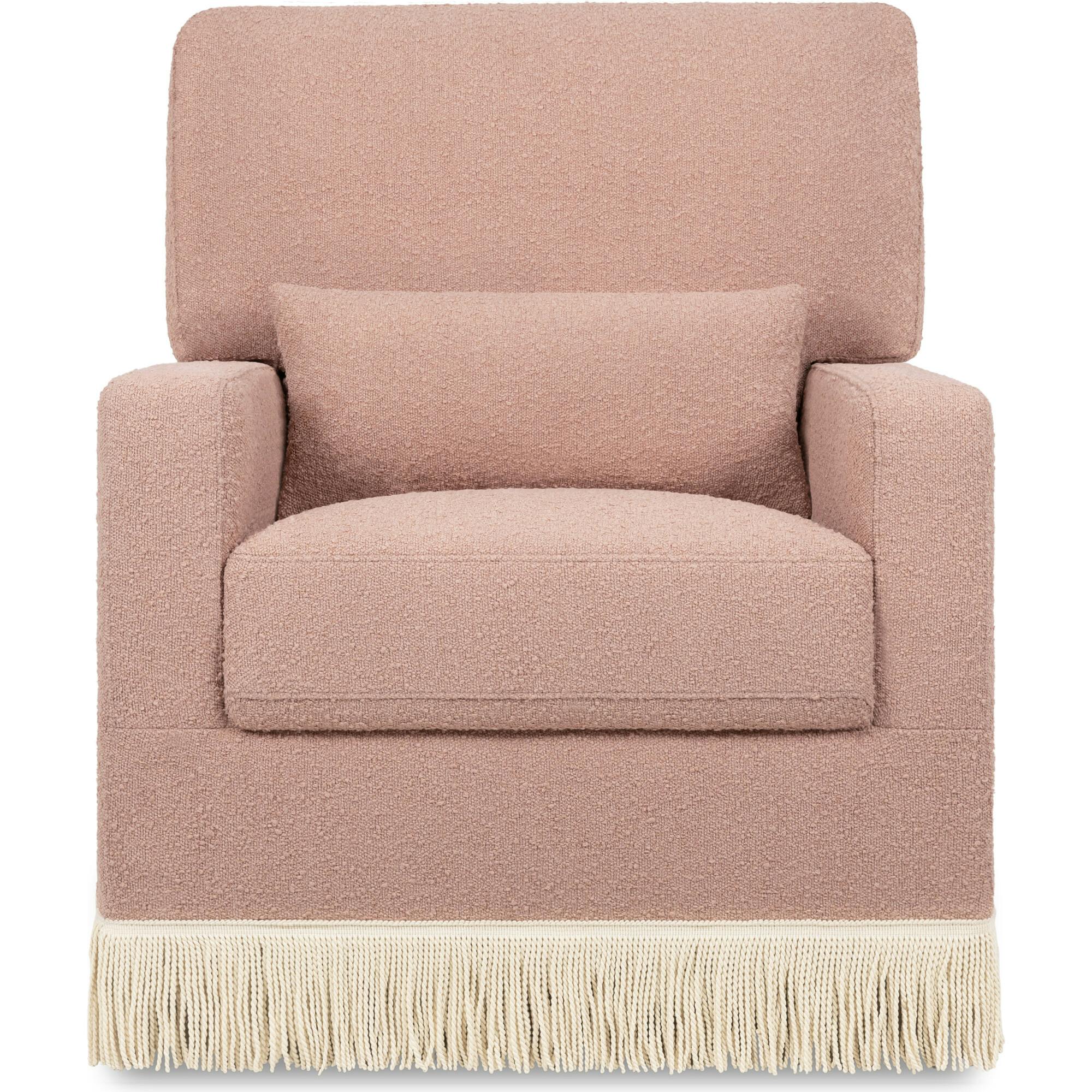 Crawford Boucle With Tassel Fringe Pillowback Comfort Swivel Glider