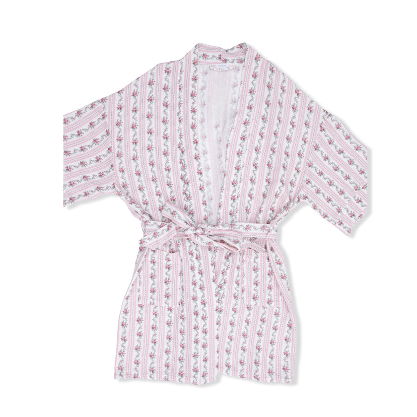 Winding Roses Stripe - Adult Kimono Mid Thigh Robe