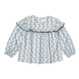 Organic Ruffle Cotton Blouse - Bluebell Vine