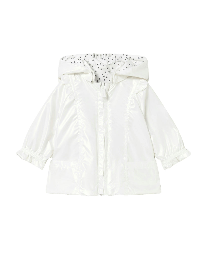 White Hooded Glossy Jacket
