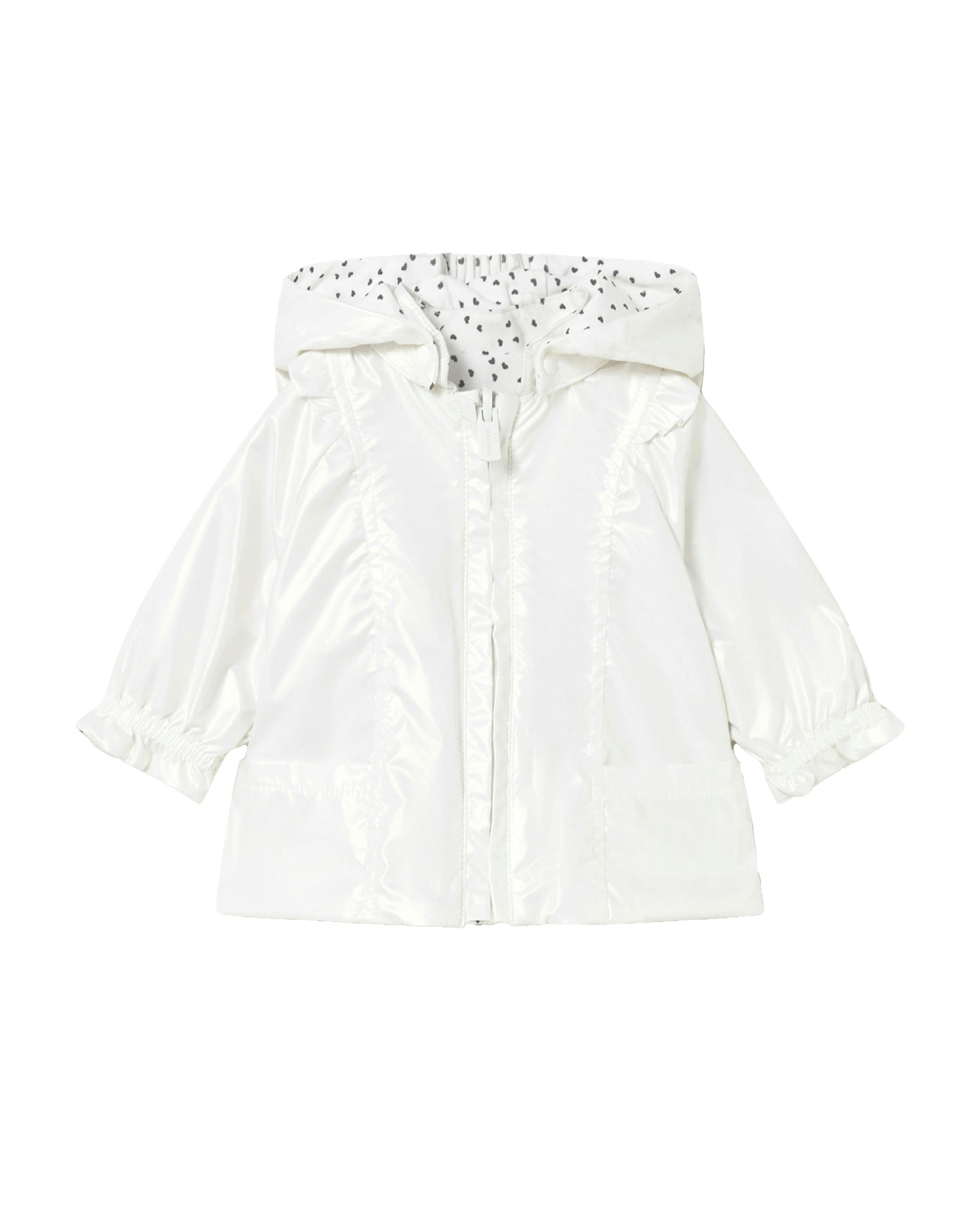 White Hooded Glossy Jacket