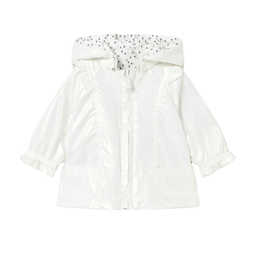 White Hooded Glossy Jacket