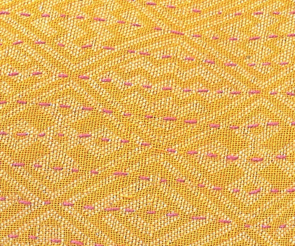 Artisan Hand Loomed Cotton Square Pillow - Yellow Diamond - 24