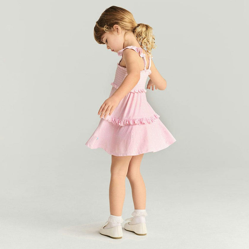 Caroline Dot Smocked Babydoll Dress