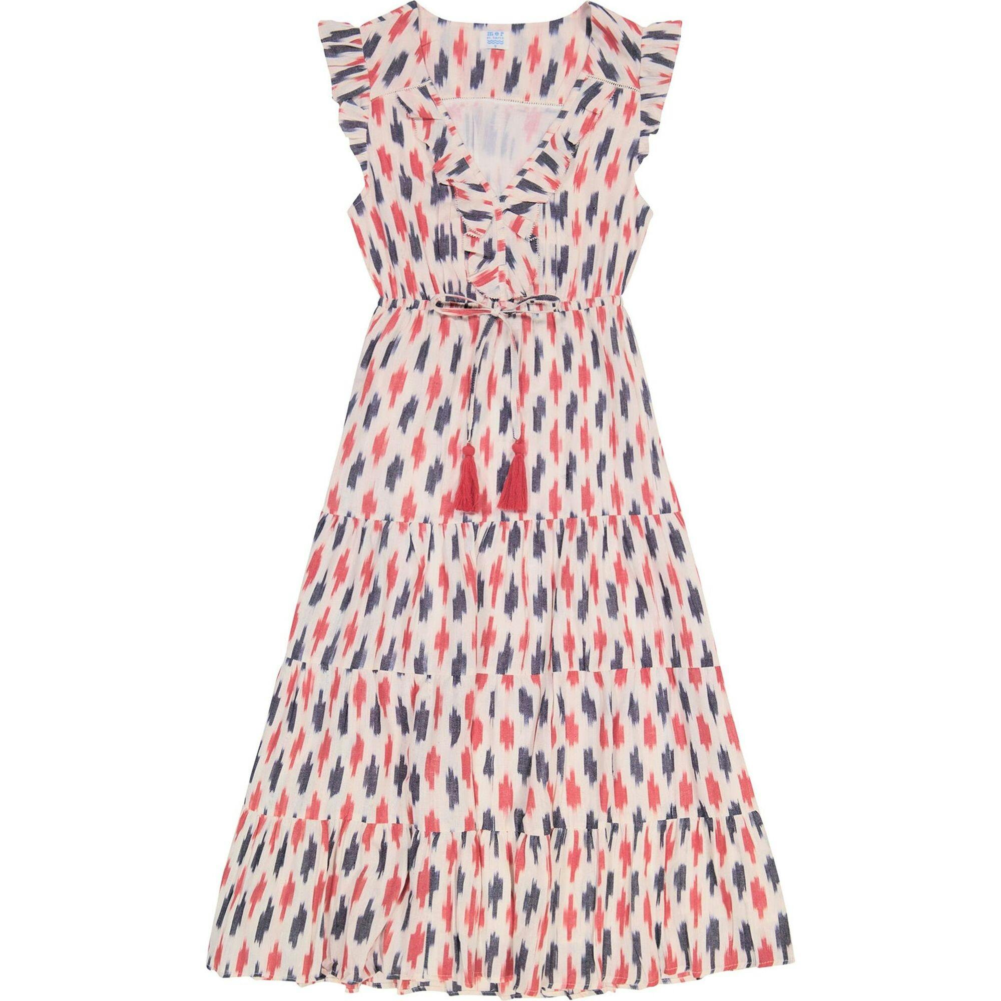 Women's Giselle Ikat V-Neck Ruffle Sleeve Maxi Dress, Multi