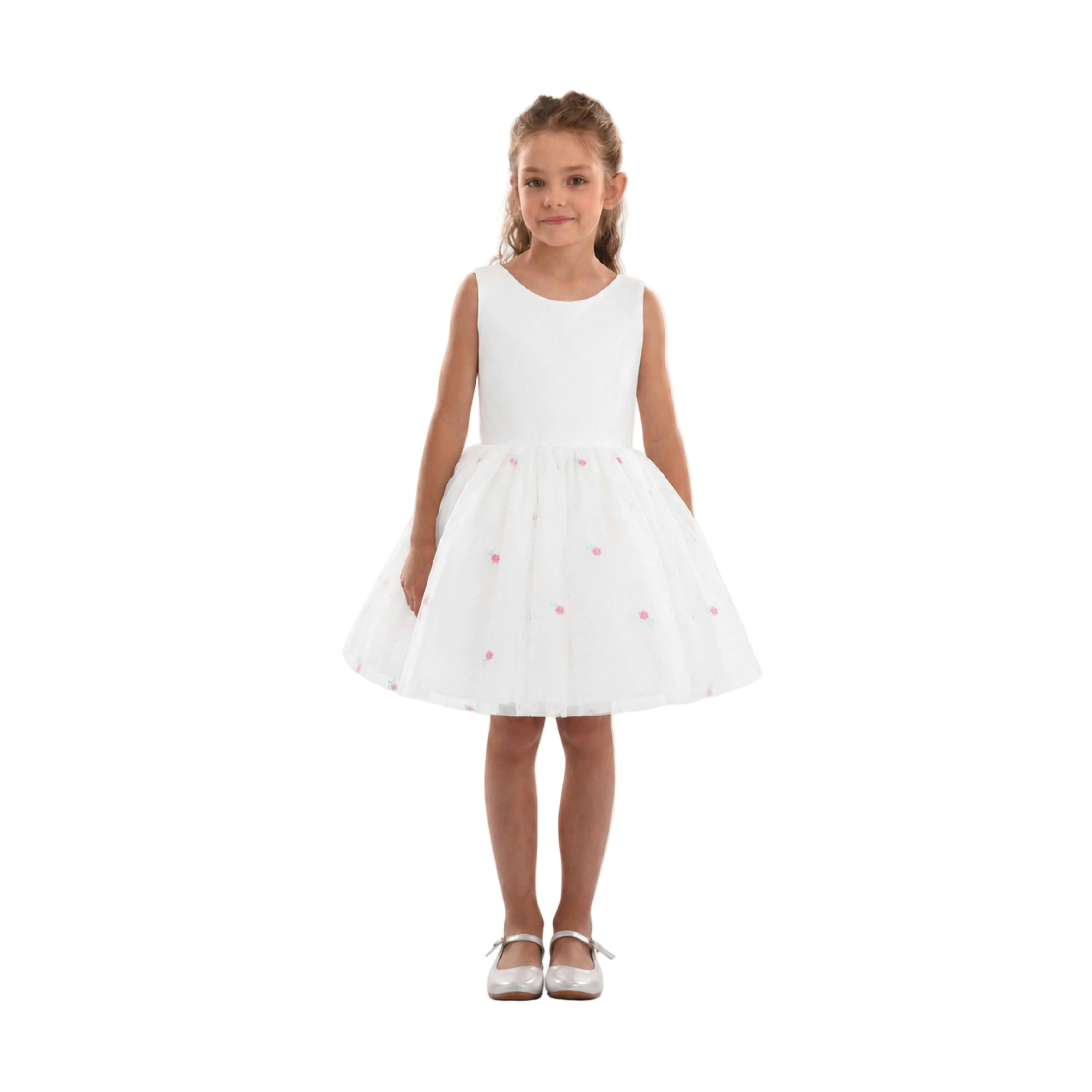 White Eveloria Floral Tulle Bow Dress