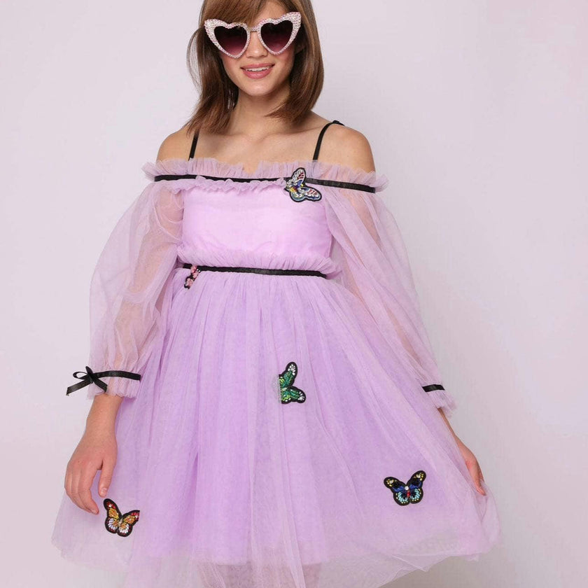 Dream Off-Shoulder Full Sleeve Tulle Dress