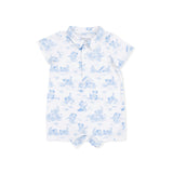 Puppy Toile Blue - Polo Shortie