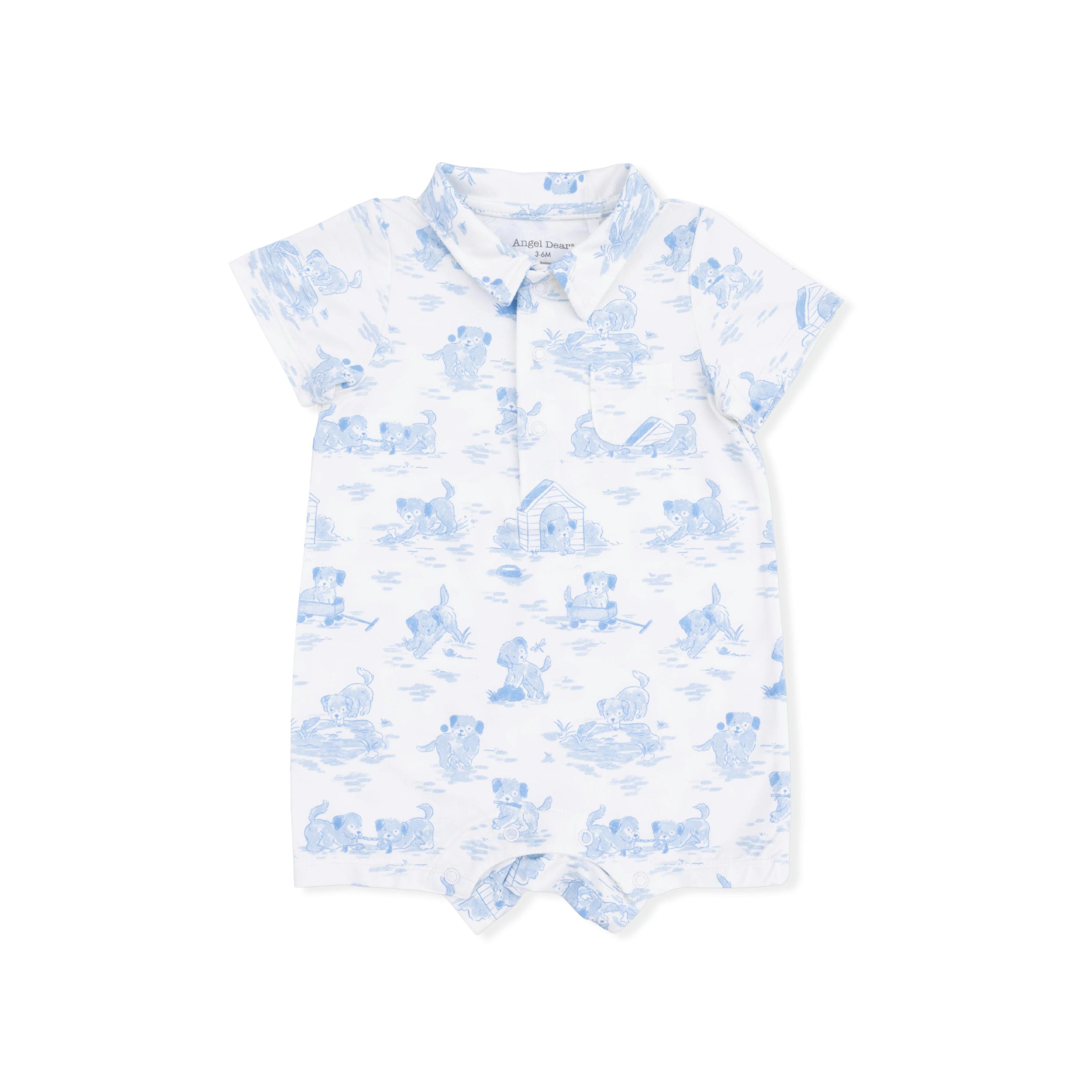 Puppy Toile Blue - Polo Shortie