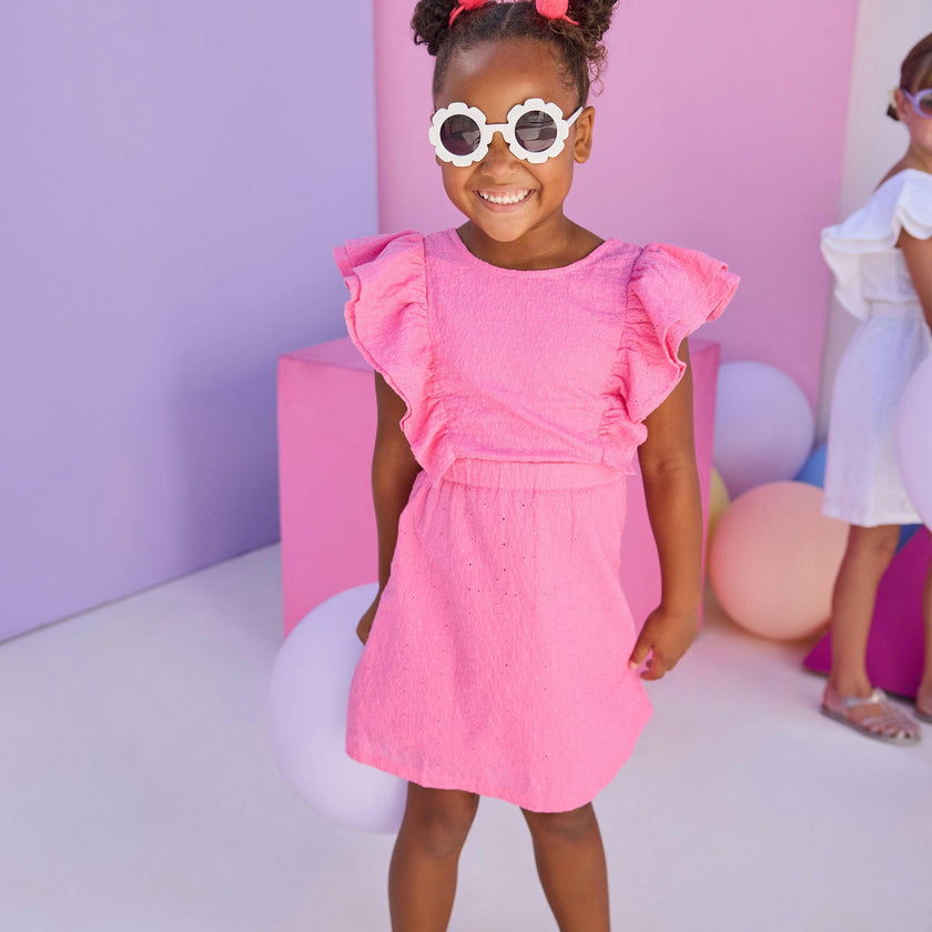 Sadie Dress - Taffy Pink Embroidery