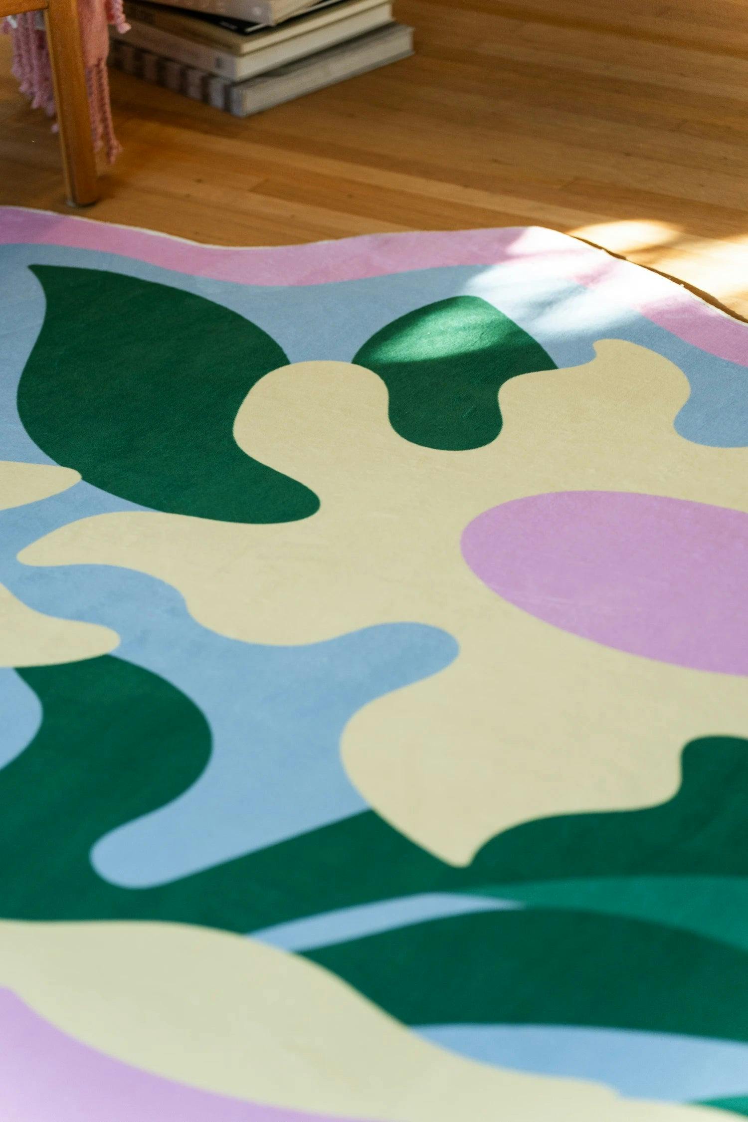 Colorful Wavy Flower Rug by Maggie Stephenson