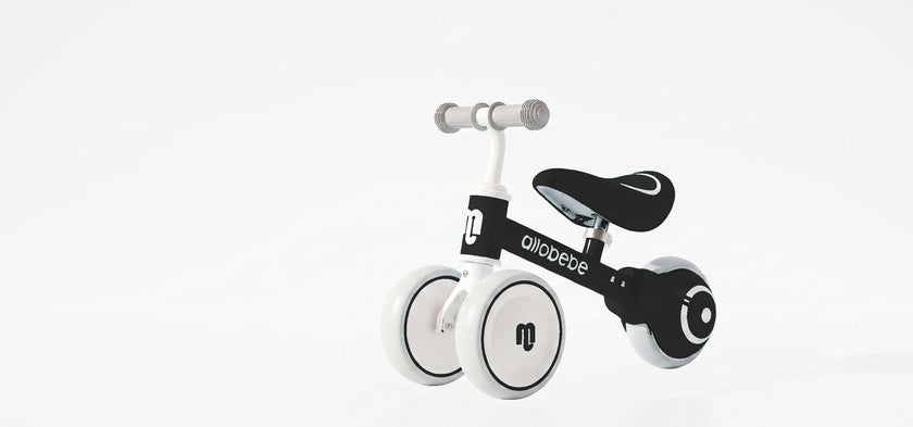 Allobebe Baby Balance Bike for Ages 1-3 – Adjustable Seat, Silent & Soft 3-Wheel Ride-On, Light Blue