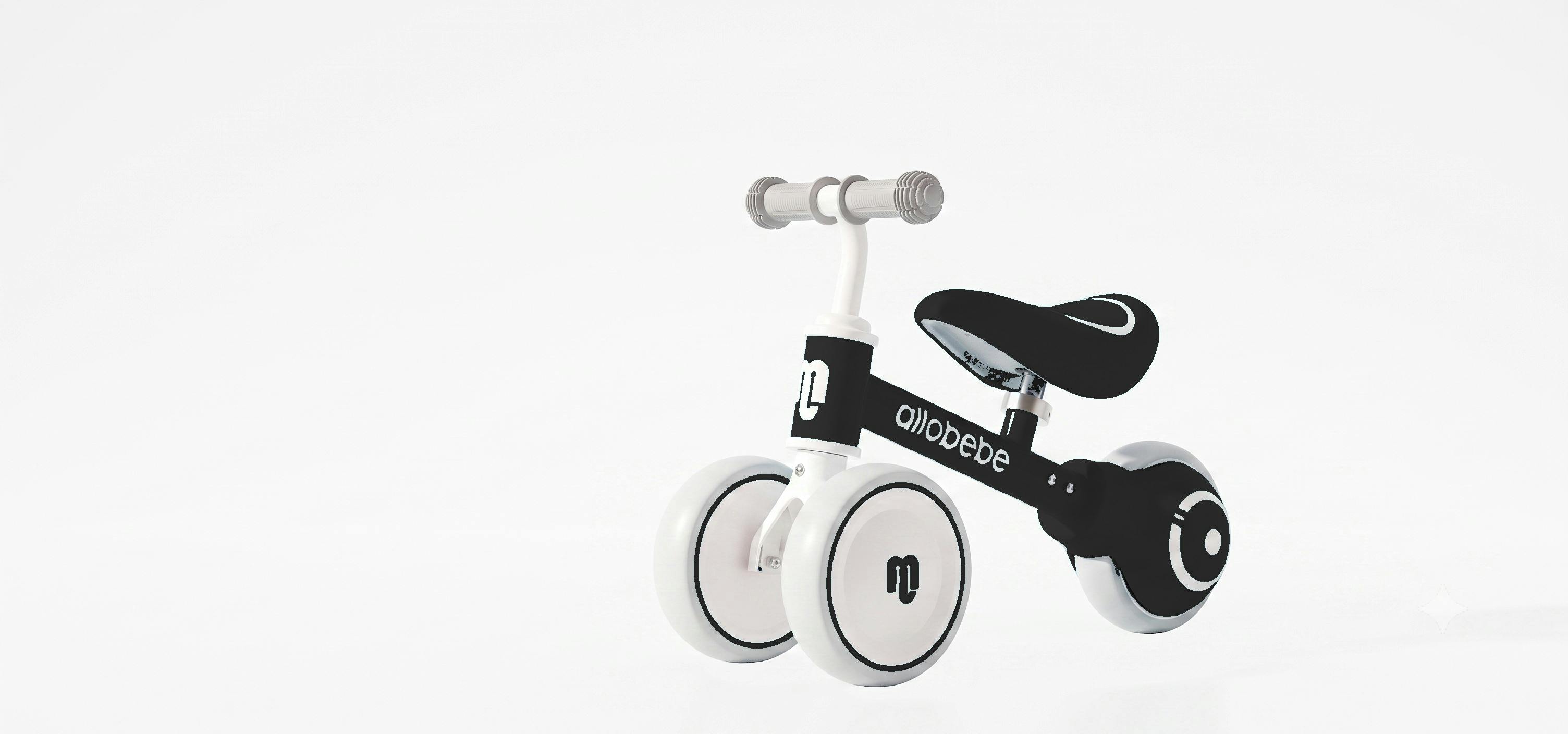 Allobebe Baby Balance Bike for Ages 1-3 – Adjustable Seat, Silent & Soft 3-Wheel Ride-On, Light Blue