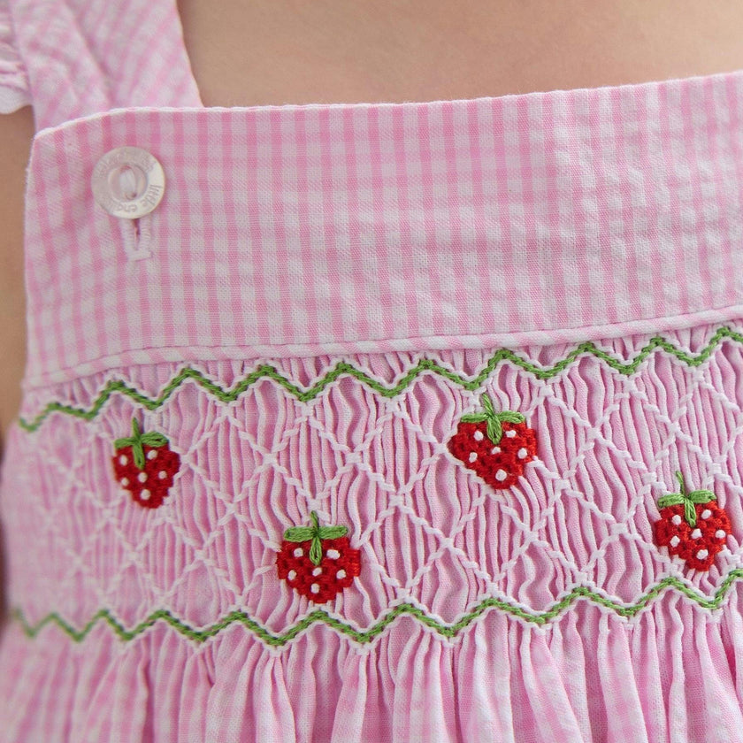 Smocked Lizzy D Dress - Strawberries