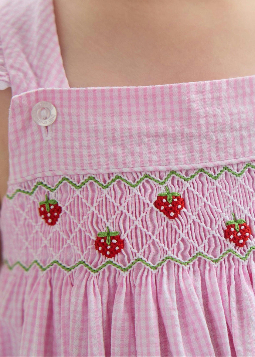 Smocked Lizzy D Dress - Strawberries