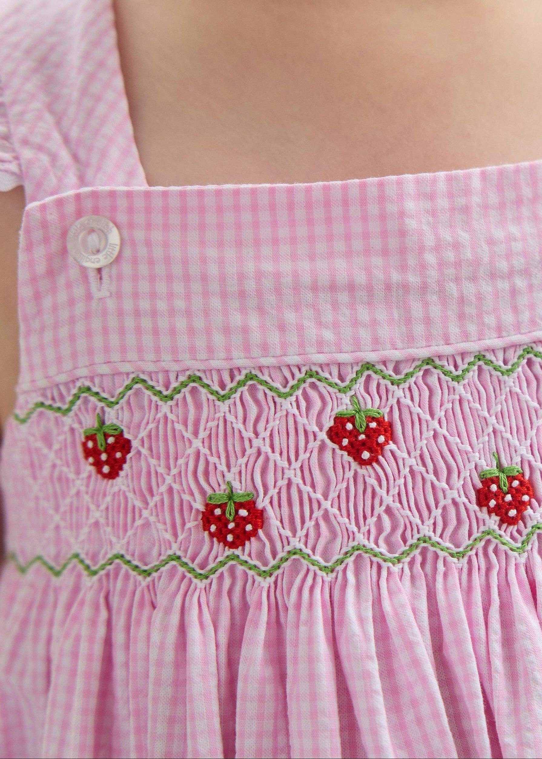 Smocked Lizzy D Dress - Strawberries