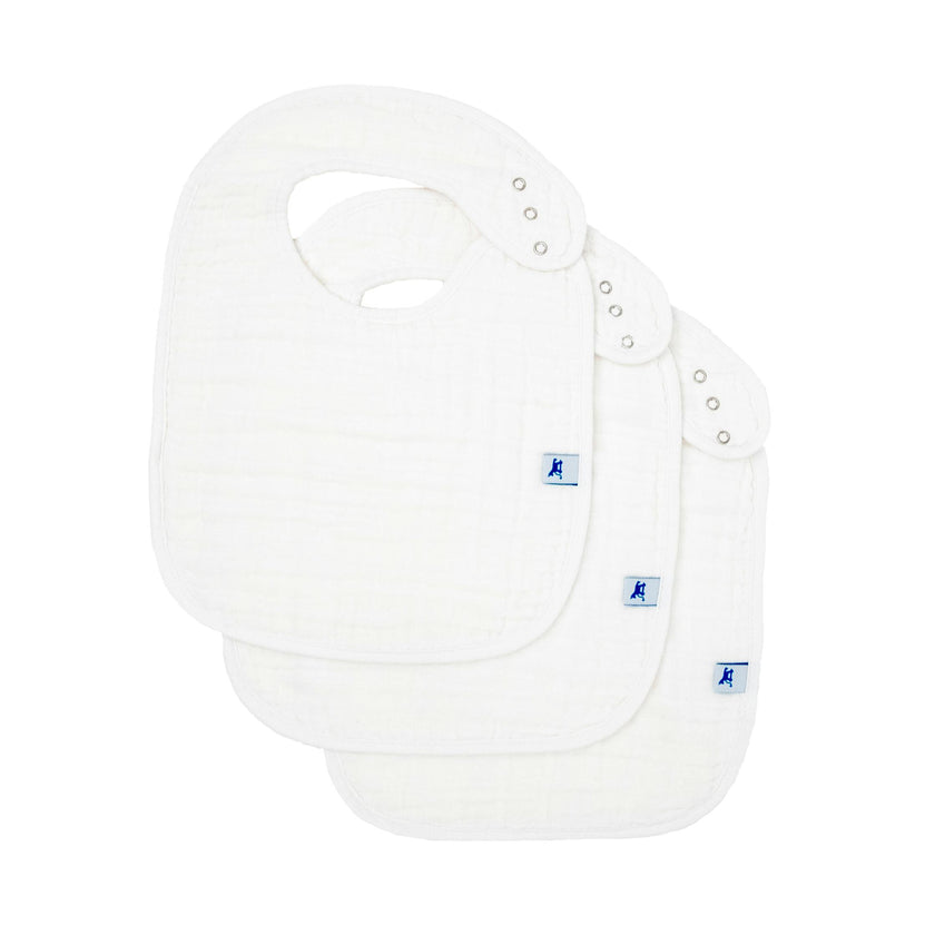 Cotton Muslin Classic Bib 3 Pack - White