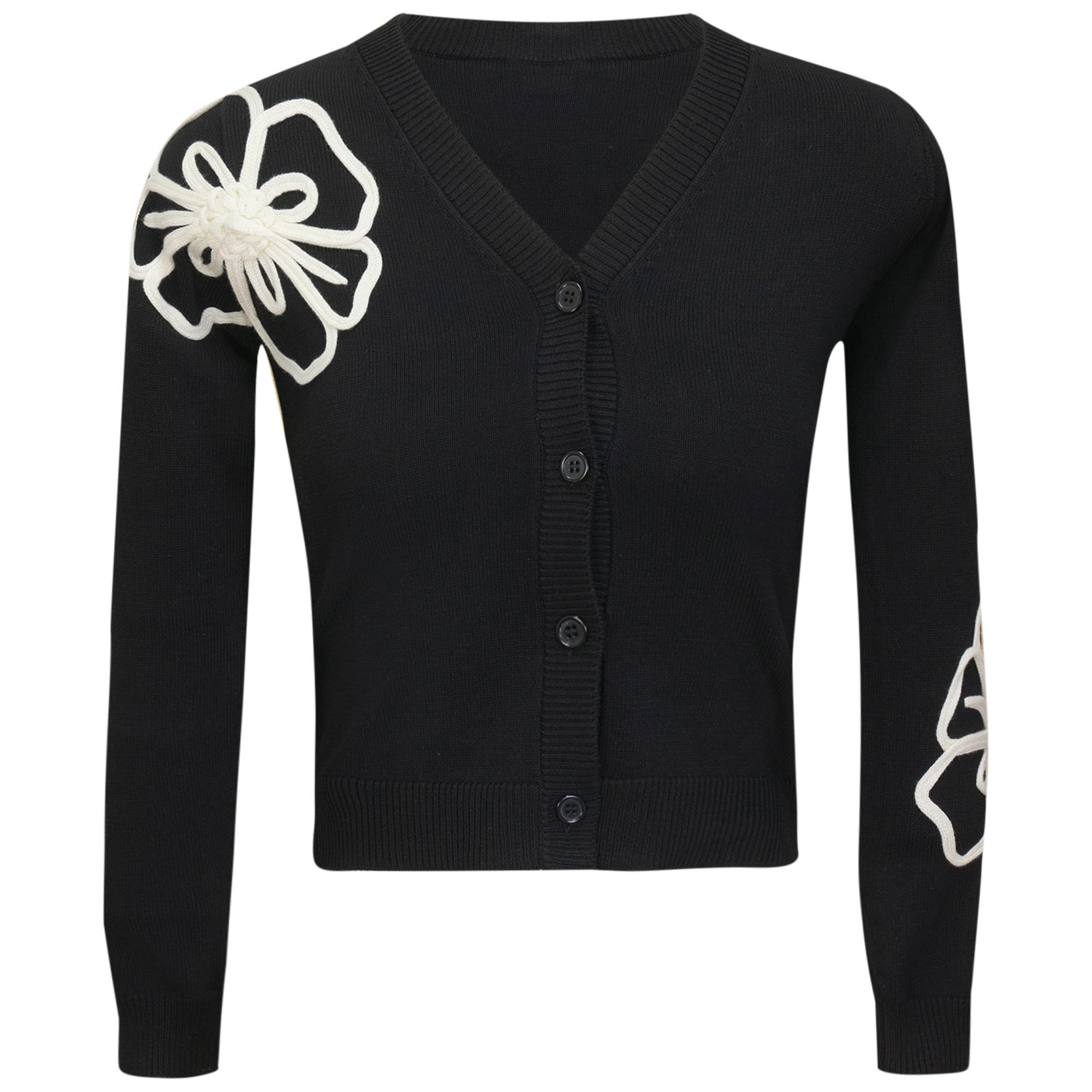 Contrast Embroidered Cardigan