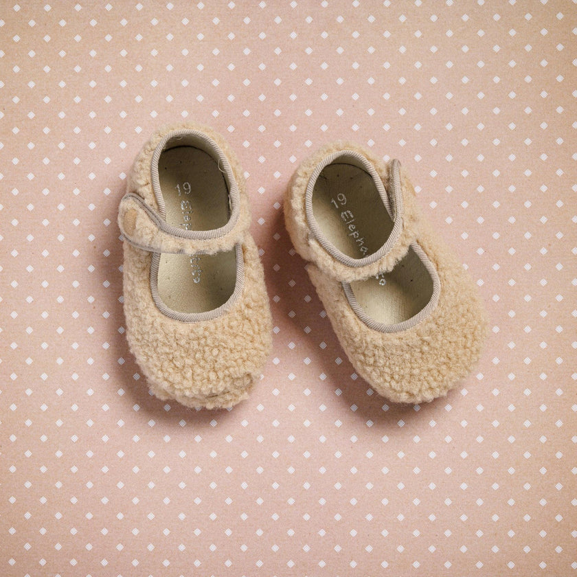 Baby Shearling Mary Jane | Beige
