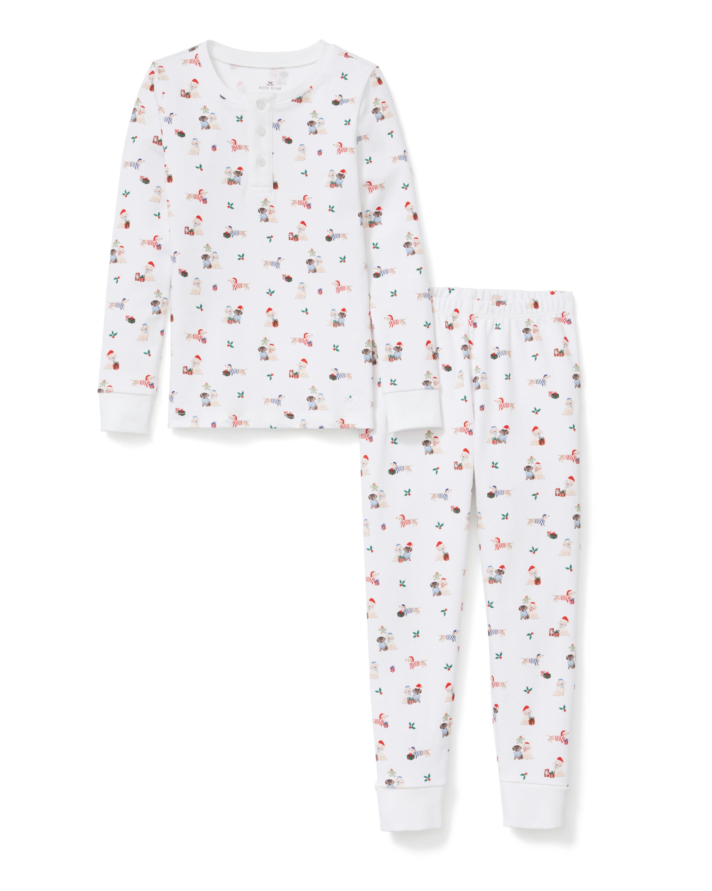Kid's Pima Snug Fit Pajama Set in Woof de Noël