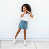 Girls' Denim Bow Skort in Medium Wash