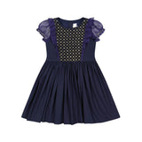 Camelia Navy Cotton Smocked Dress