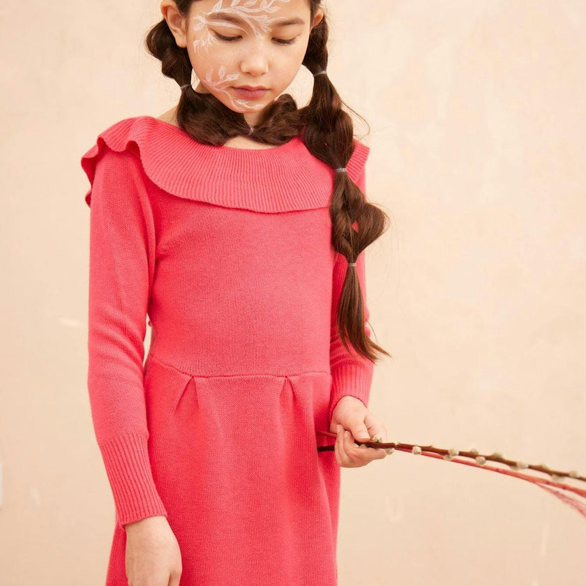 Ruffled V Dress | Raspberry