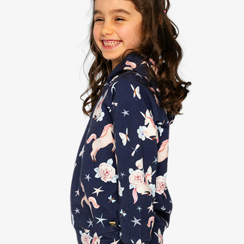 Printed Hoodie Purple Unicorn Print
