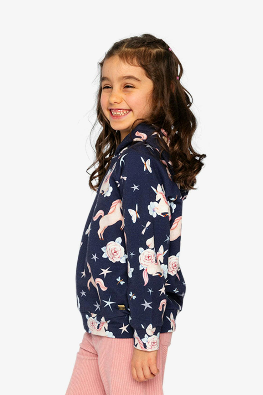 Printed Hoodie Purple Unicorn Print