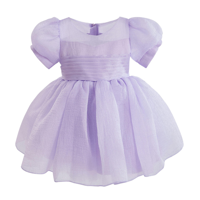 Purple Brixton Puff-Sleeve Party Dress