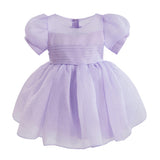 Purple Brixton Puff-Sleeve Party Dress