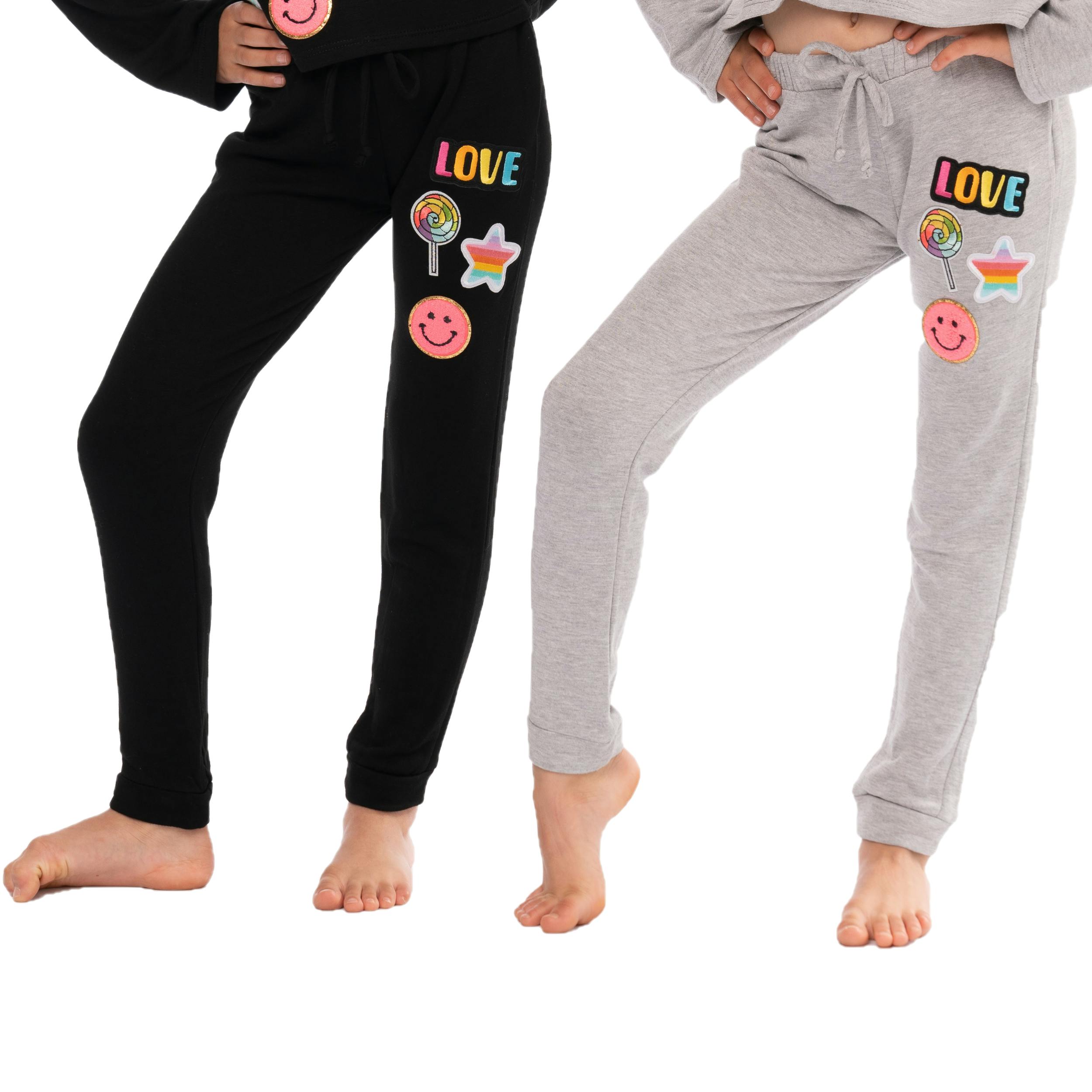 Butter Fleece Sweatpants with LOVE & Happy Face Patches