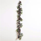 Snowy Norway Spruce & Pinecone Winter Christmas Garland Table Runner with Unlit or Pre-Lit Option