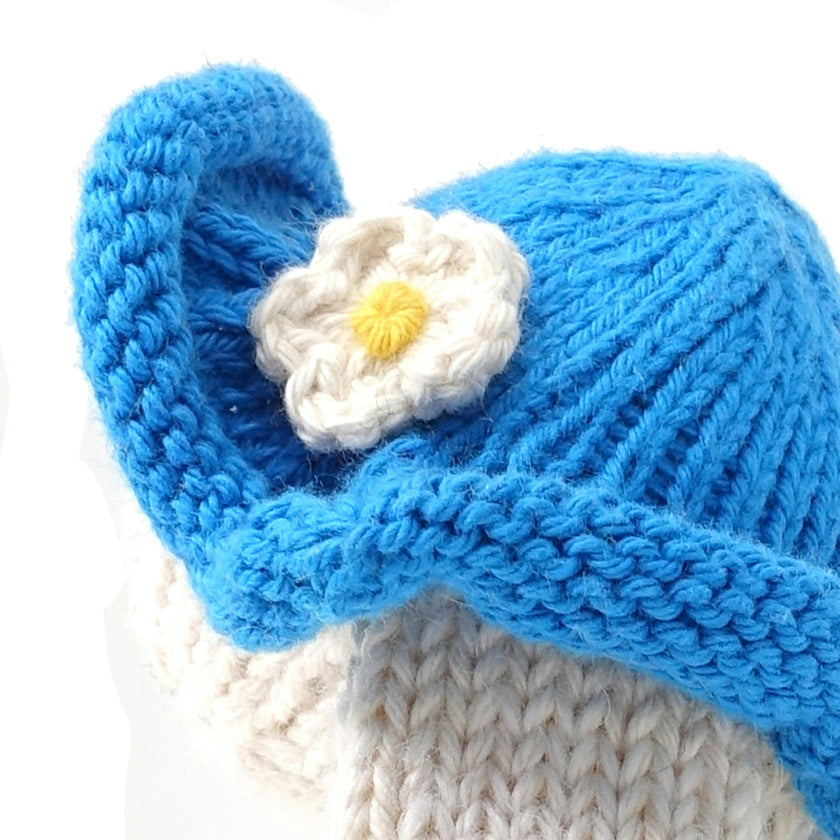 Knit Bunny with Blue Sun Hat