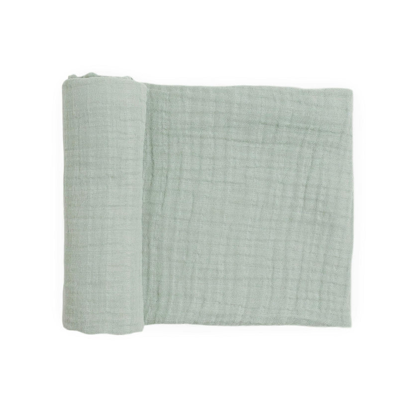 Organic Cotton Muslin Swaddle Blanket - White Sage