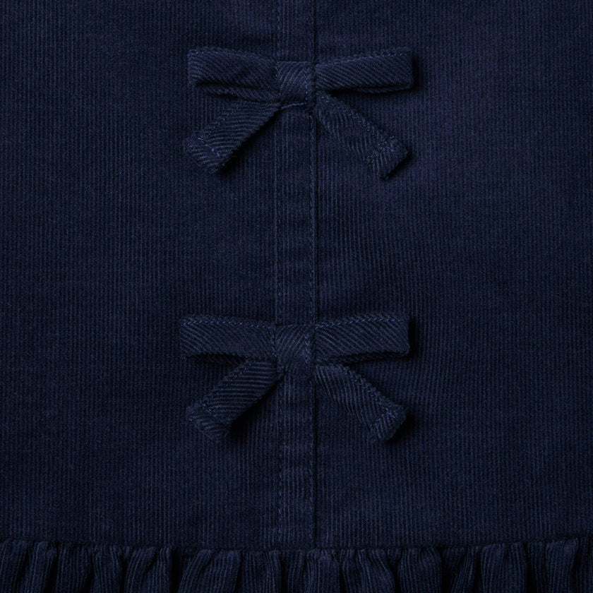 The Corduroy Bow Dress, navy blue