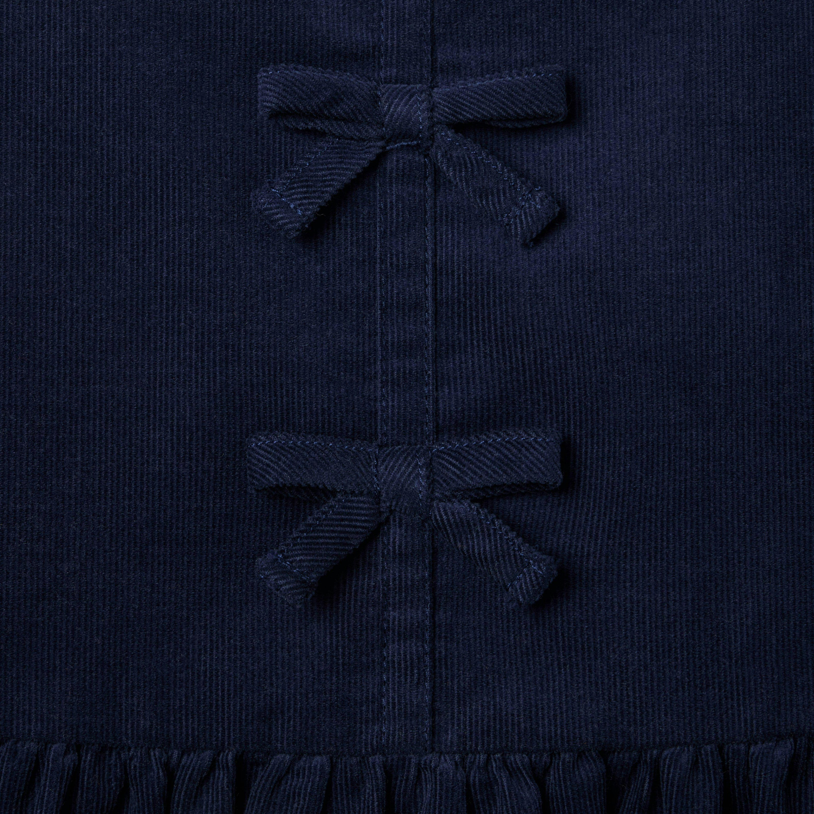 The Corduroy Bow Dress, navy blue