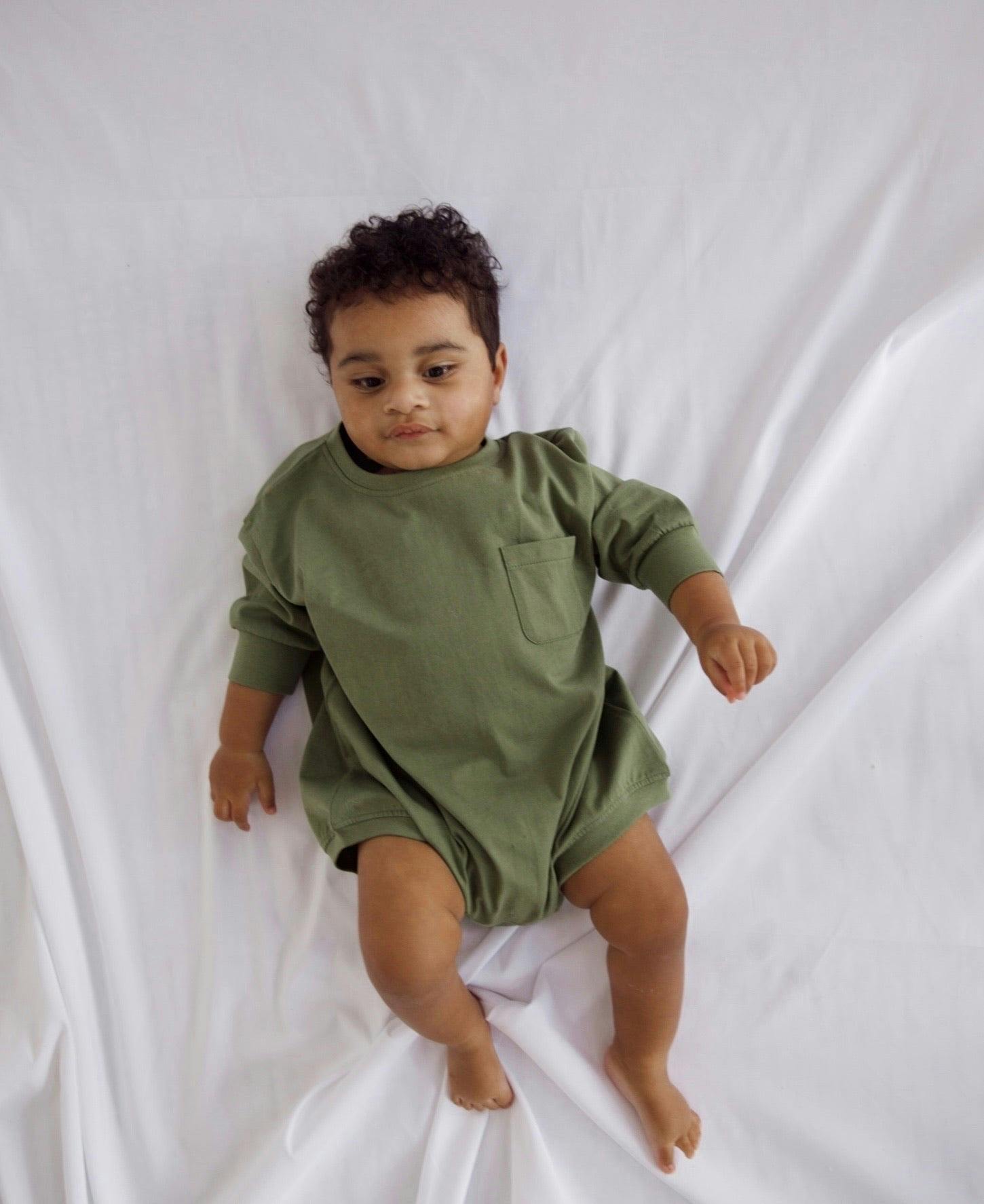 Harley Pocket Romper in Loden Green
