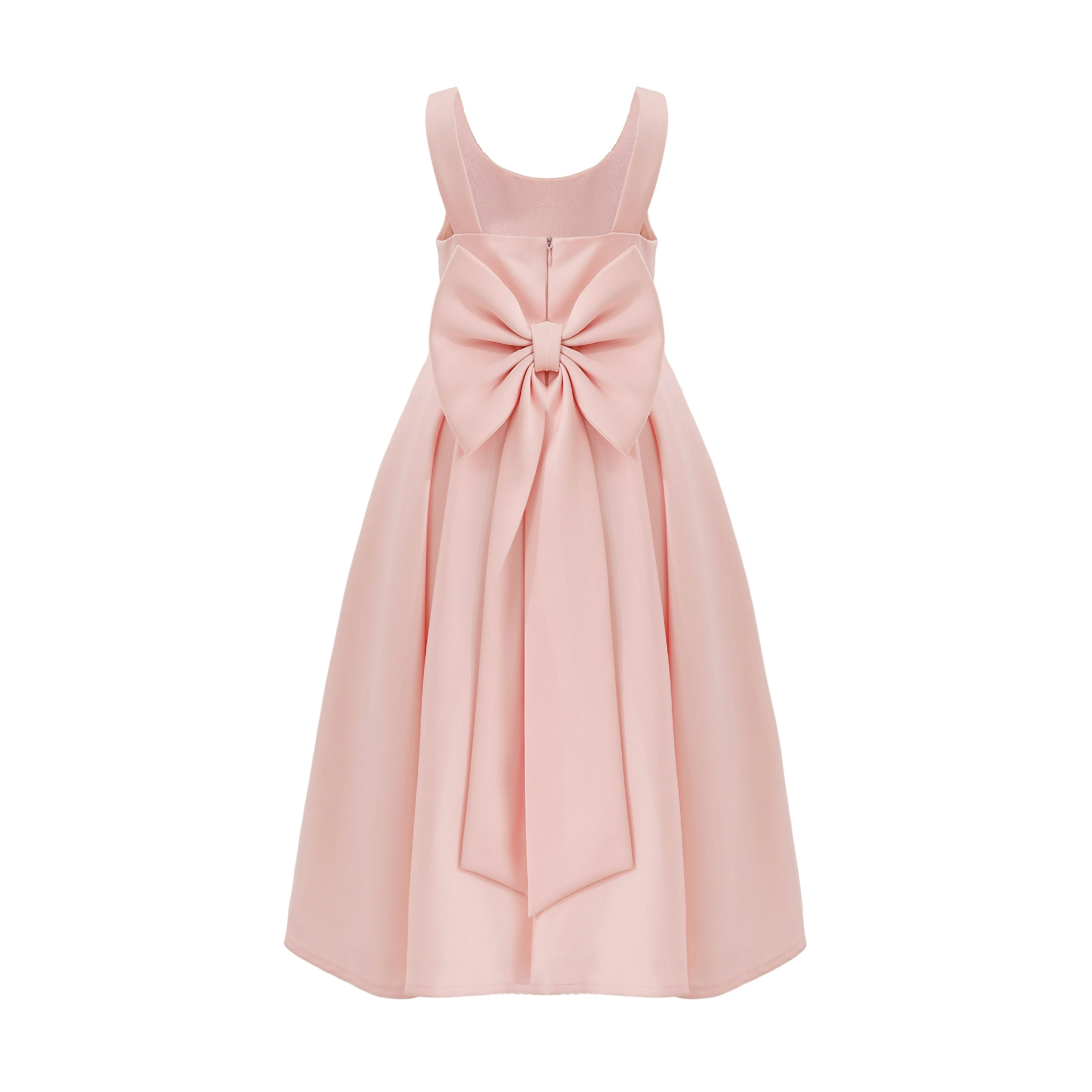Pink Redwooda Satin Bow-Back Dress