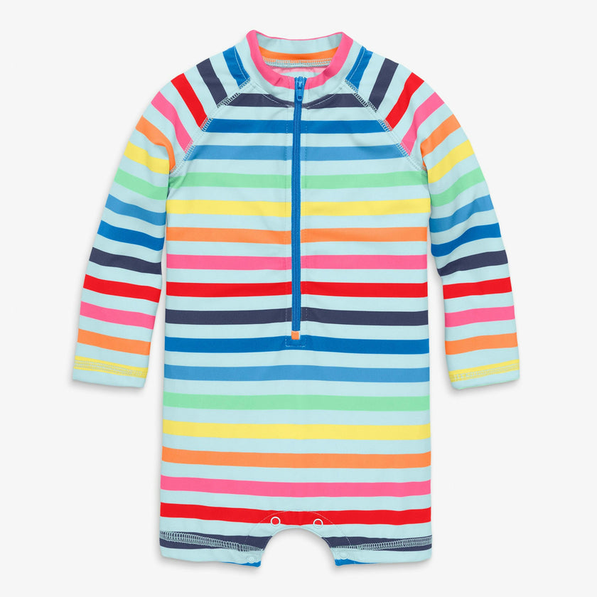 Clearance baby one-piece rash guard in rainbow sky stripe