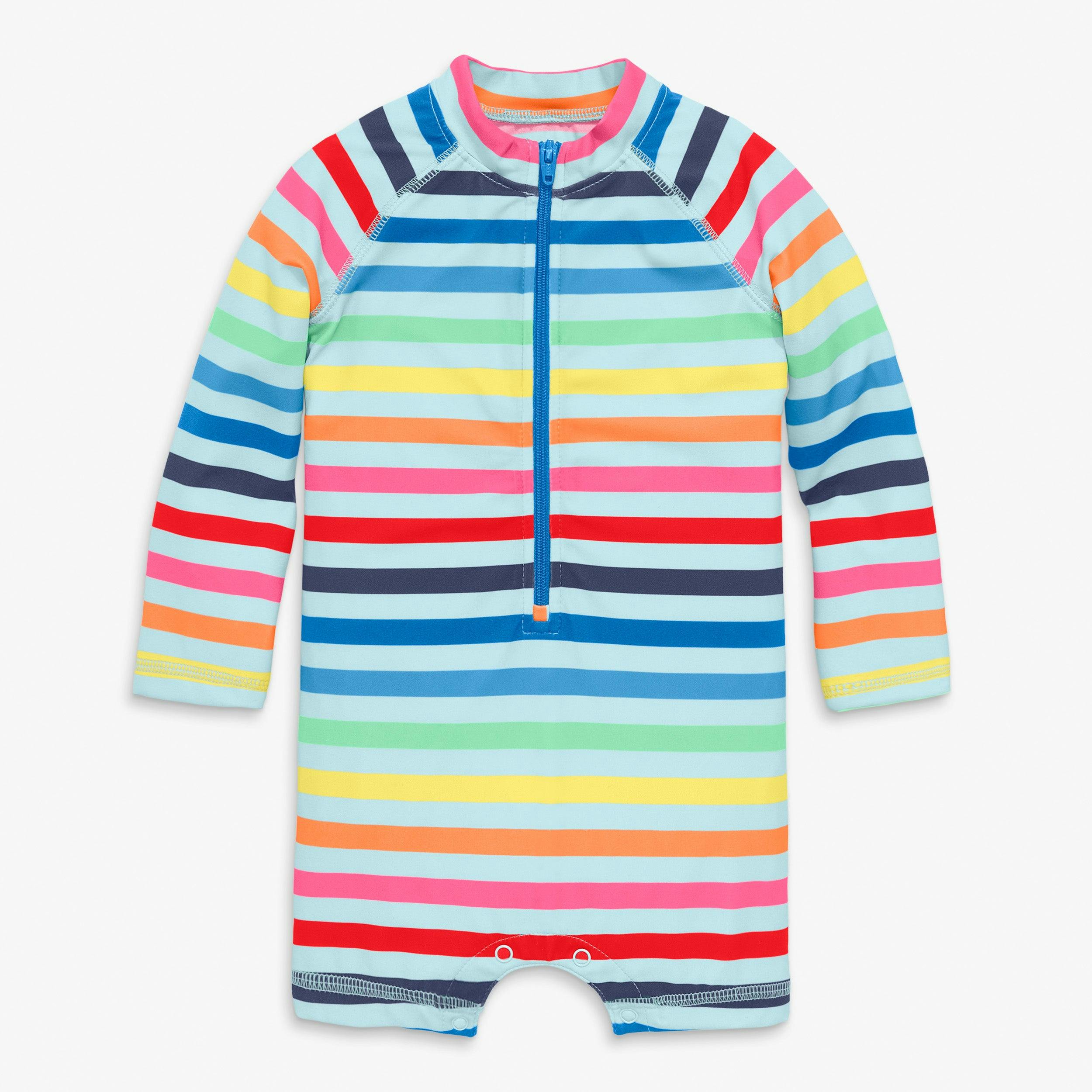 Clearance baby one-piece rash guard in rainbow sky stripe