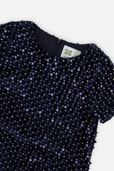 Short Sleeve A-Line Dress Dark Blue