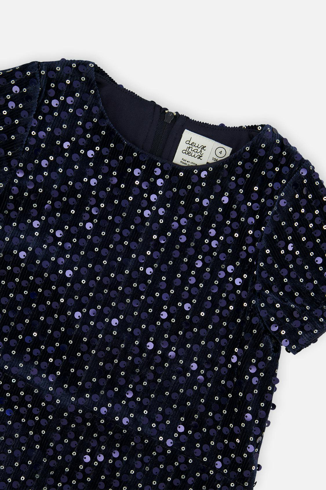 Short Sleeve A-Line Dress Dark Blue