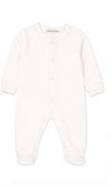 White Sleep and Play Snap-Up Footie in Jacquard Cotton