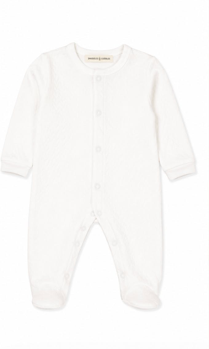 White Sleep and Play Snap-Up Footie in Jacquard Cotton