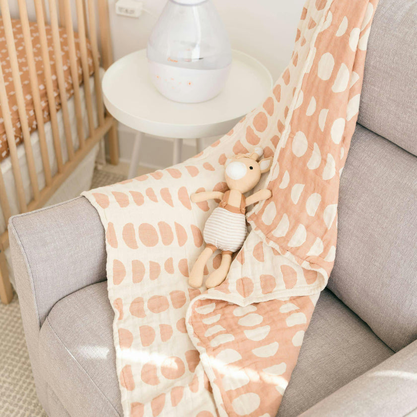 Cotton Jacquard Neutral Baby Blanket (Copper Moon Phase)