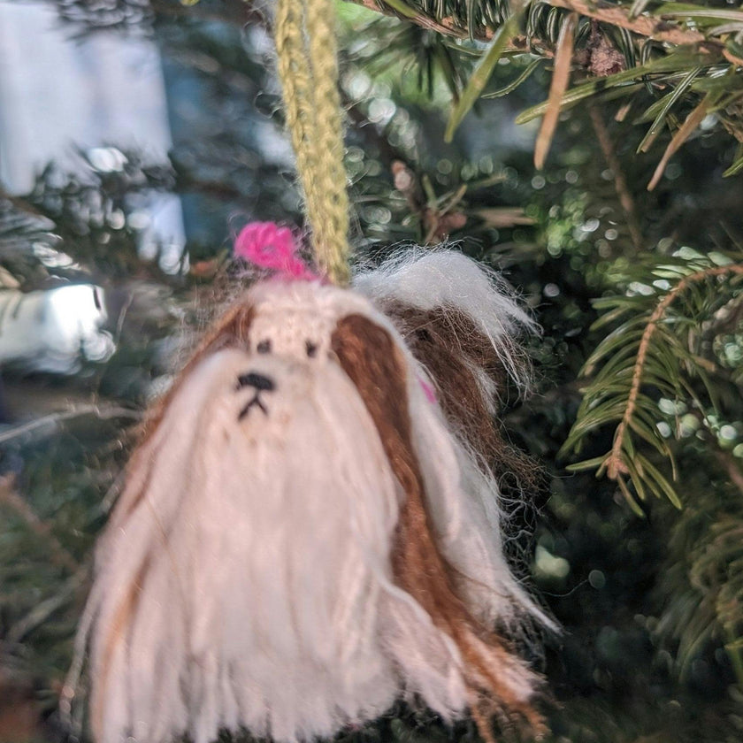 Shih Tzu Dog Hand Knit Christmas Ornament Arcadia Home