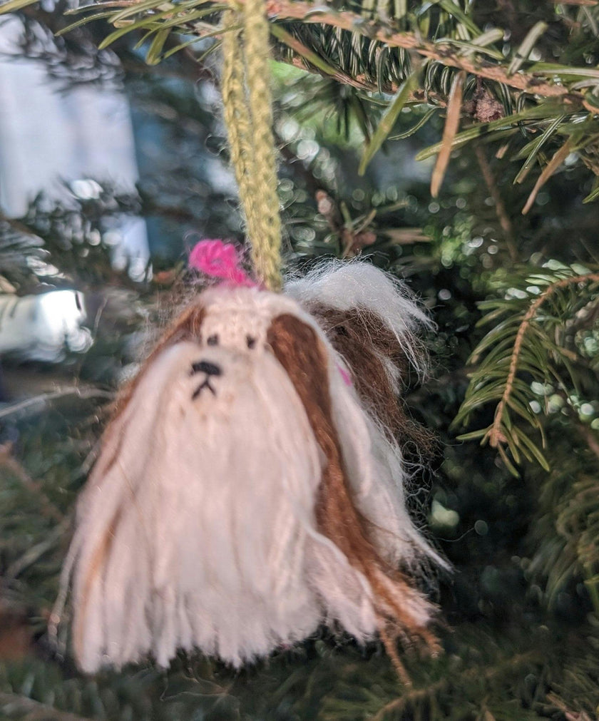 Shih Tzu Dog Hand Knit Christmas Ornament